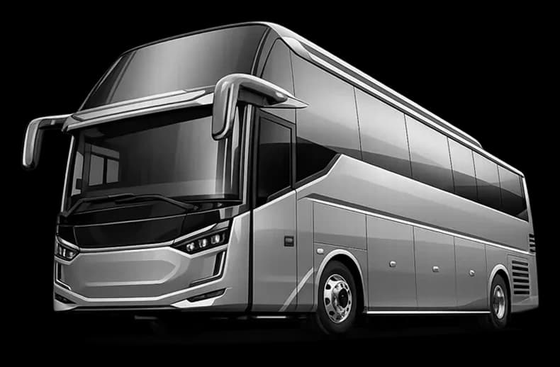 Ilustrasi bus pariwisata untuk sewa bus rombongan di Ayonaikbis