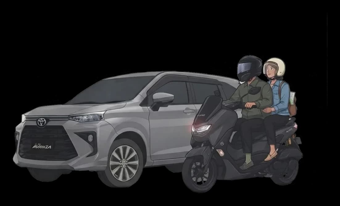 Ilustrasi rental mobil dan motor 24 jam lepas kunci di Ayonaikbis