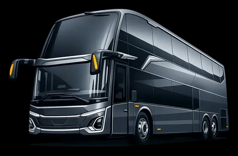 Ilustrasi bus tingkat double decker untuk pesan tiket bus online AKAP di Ayonaikbis